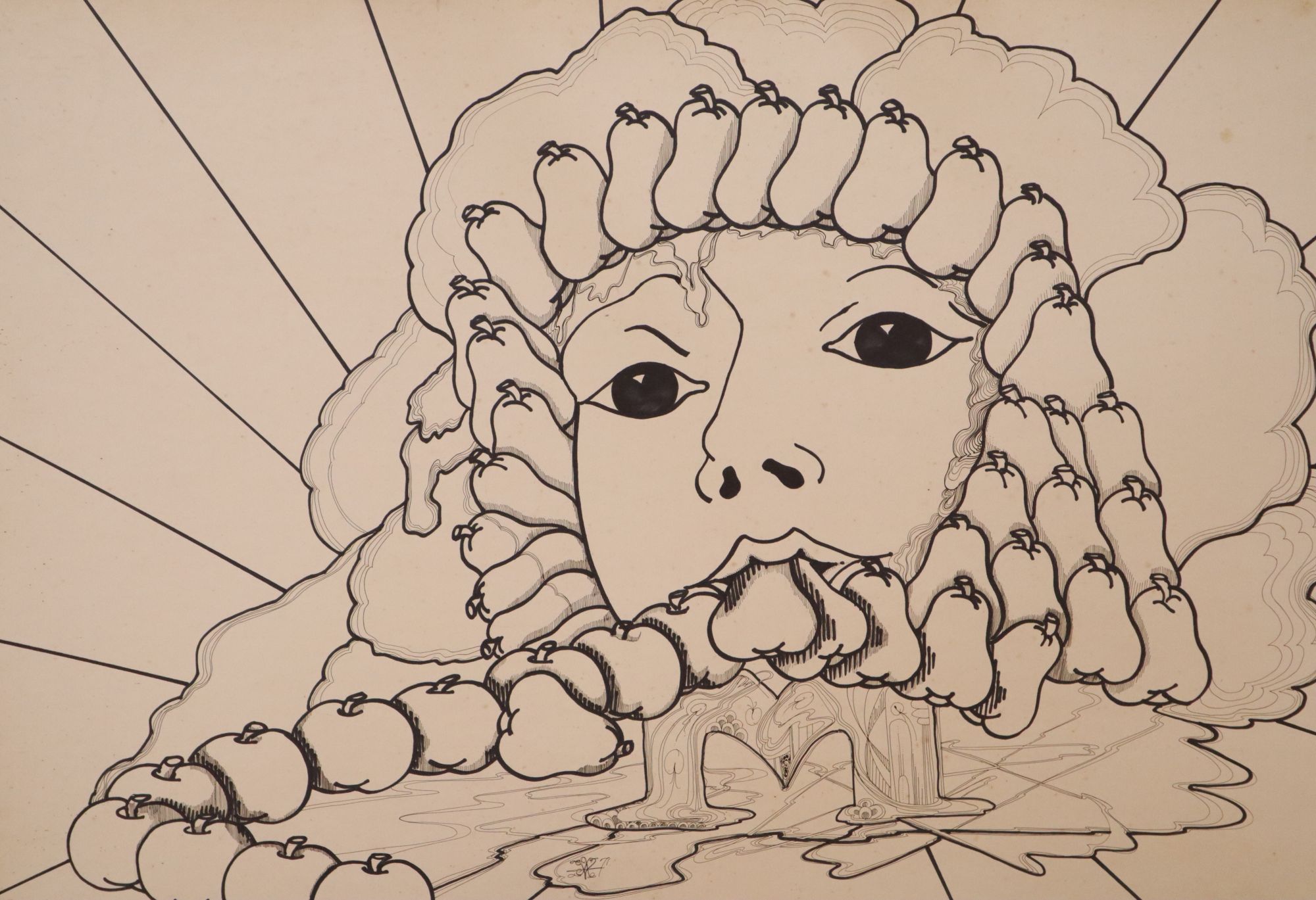 Alistair Allen (Contemporary), five pen and ink drawings on card, each 80 x 110cm